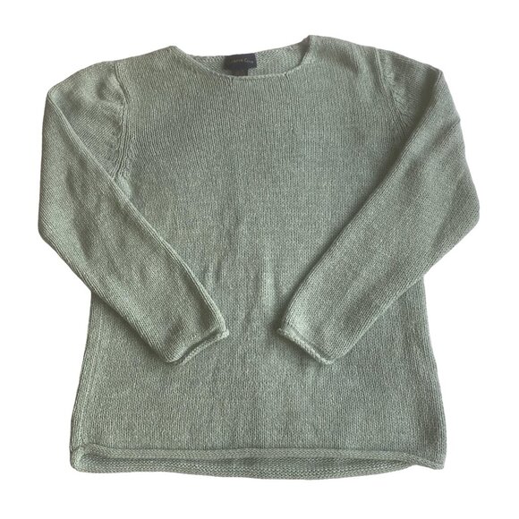 CHARTER CLUB Vintage Rolled Hem Comfy Pastel Teal Sweater Phoebe Buffay M - Picture 1 of 10
